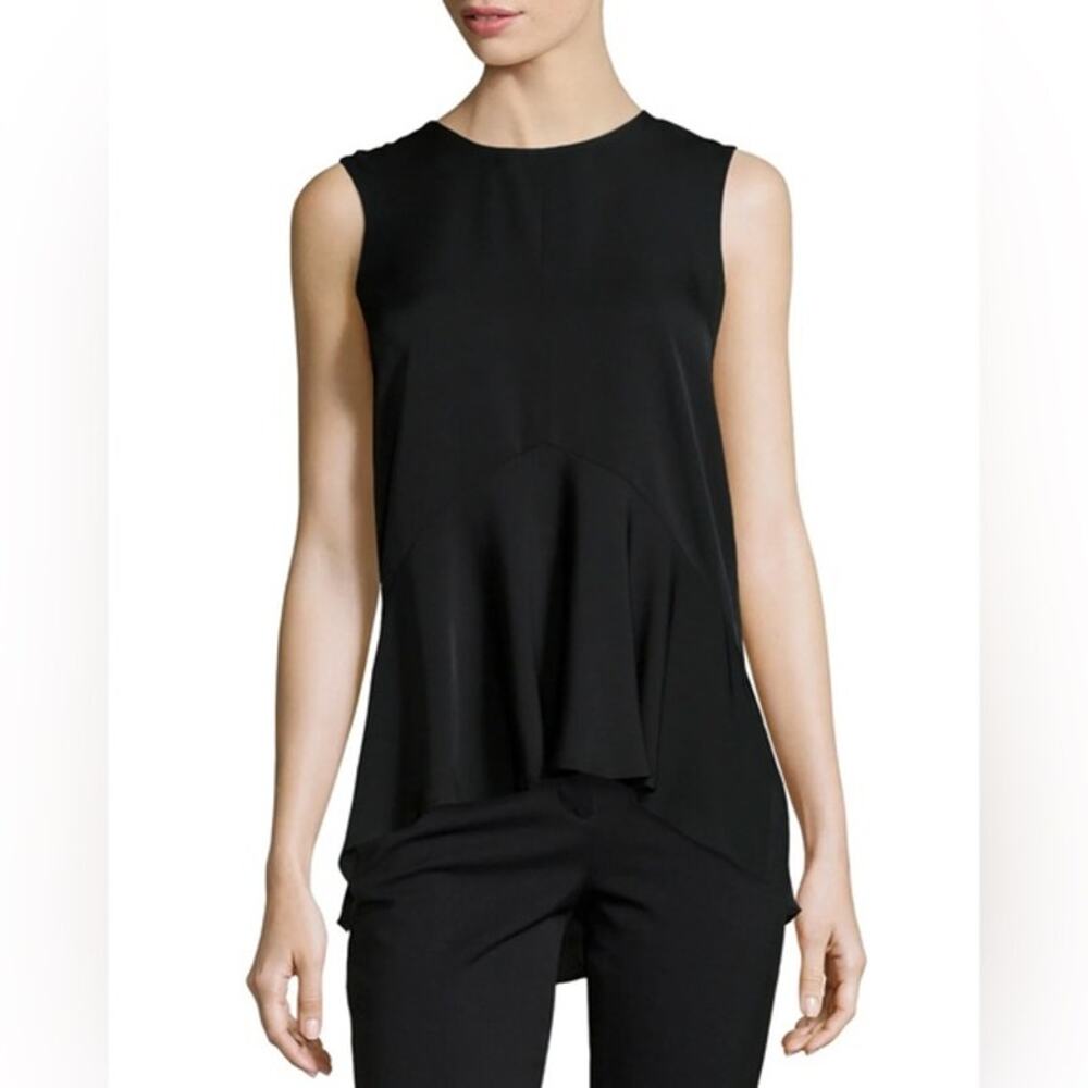 Theory Black 100% Silk Laycee Arched Hem Sleeveless Top S EUC